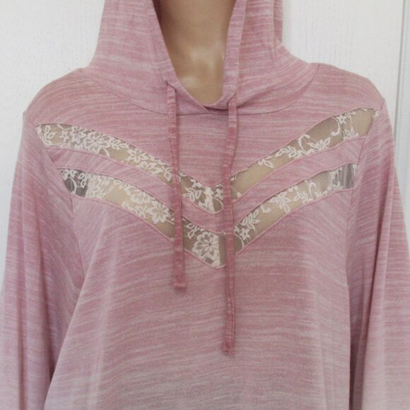 TORRID Top Size 3 Hooded Tunic Pink/White Ombre` - Picture 2 of 9